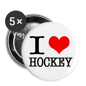 I love hockey - black - Buttons small 1''/25 mm (5-pack) - white - Front