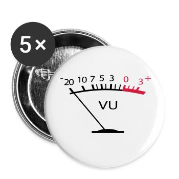 VU Meter Tontechnik Sound Produzent Lautstärke - Buttons klein 25 mm (5er Pack) - Weiß - Vorne