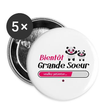 Bientôt grande sœur - Lot de 5 petits badges (25 mm) - blanc - Devant