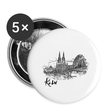 Cologne, city view as a sketch - Buttons small 1''/25 mm (5-pack) - white - Front