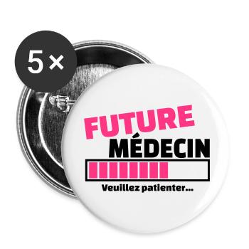future médecin - Lot de 5 petits badges (25 mm) - blanc - Devant