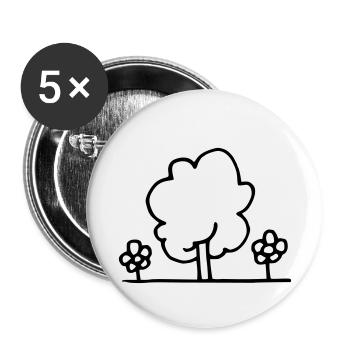 Arbre à fleurs - Lot de 5 petits badges (25 mm) - blanc - Devant