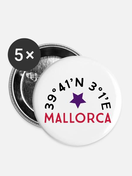 Mallorca - Buttons klein 25 mm (5er Pack) - Weiß