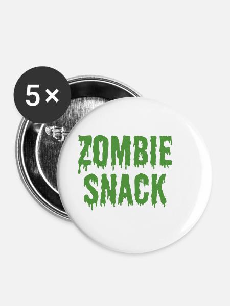 Zombie: Zombie Snack - Buttons klein 25 mm (5er Pack) - Weiß