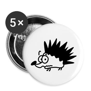 anxious Igel - line - Buttons small 1''/25 mm (5-pack) - white - Front