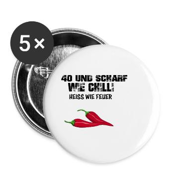 40 Geburtstag - Buttons klein 25 mm (5er Pack) - Weiß - Vorne
