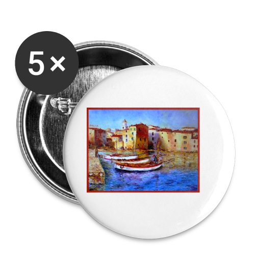 Port de St Tropez 61x46 2010 - Lot de 5 petits badges (25 mm)