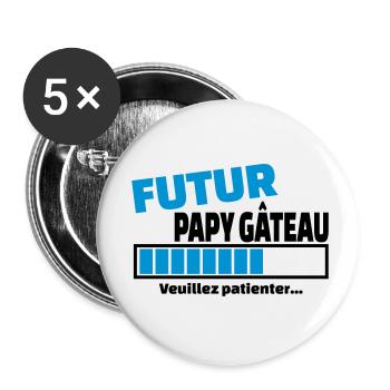 futur papy gâteau - Lot de 5 petits badges (25 mm) - blanc - Devant