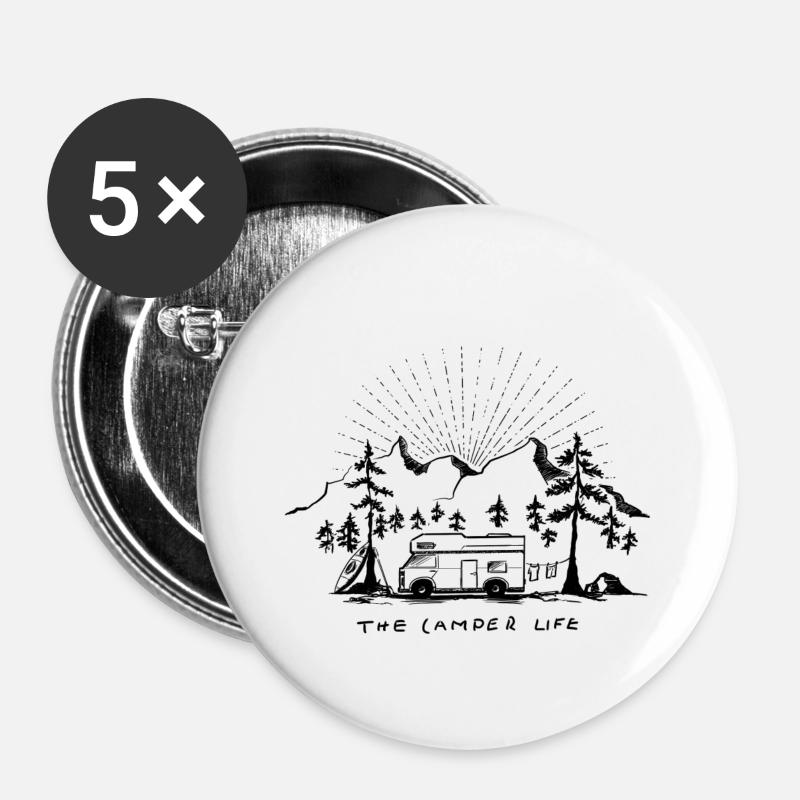 Die Camper Leben - Buttons klein 25 mm (5er Pack) - Weiß