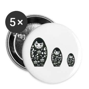 Matroschka Figuren - Buttons klein 25 mm (5er Pack) - Weiß - Vorne