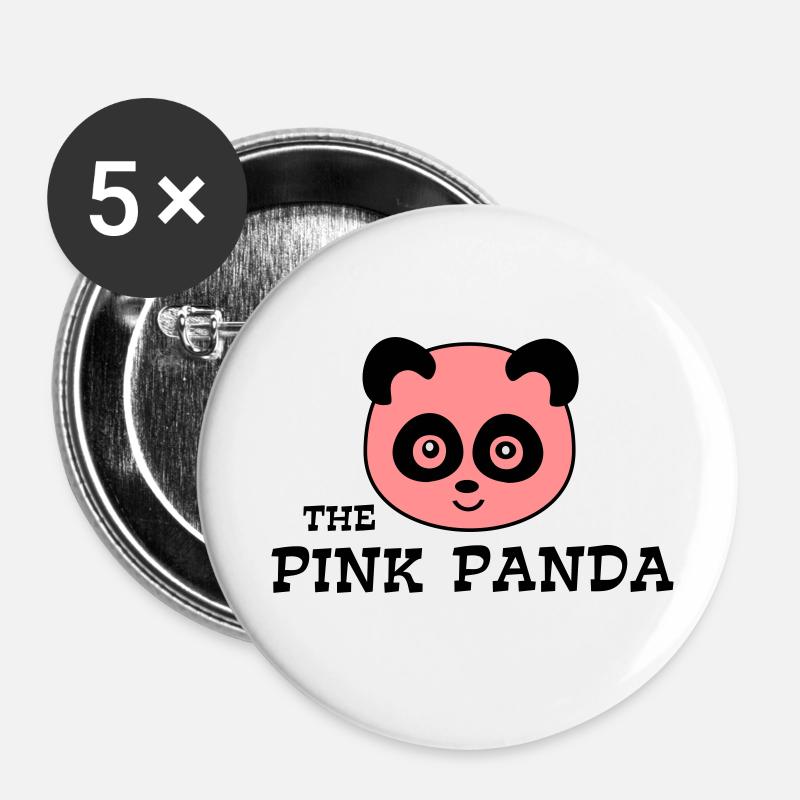 Panda - Lot de 5 petits badges (25 mm) - blanc