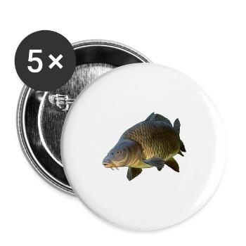 Carpe commune - Lot de 5 petits badges (25 mm) - blanc - Devant