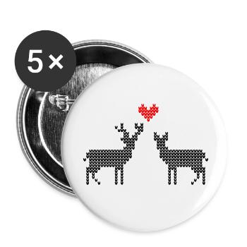 Hirsch und Reh verliebt Trachten Partner Shirt - Buttons klein 25 mm (5er Pack) - Weiß - Vorne