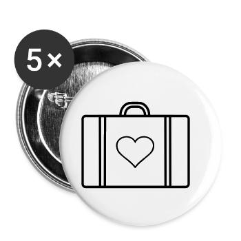 amour Voyage valise - Lot de 5 petits badges (25 mm) - blanc - Devant