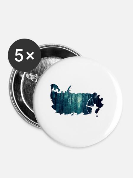 bowhunter splash Winterwald - Buttons klein 25 mm (5er Pack) - Weiß