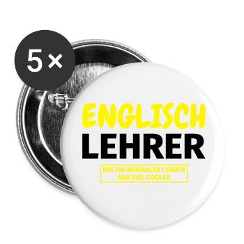 Englischlehrer Geschenk - Buttons klein 25 mm (5er Pack) - Weiß - Vorne