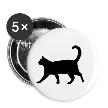 Silhouette de chat classique - Lot de 5 petits badges (25 mm) - blanc - Devant