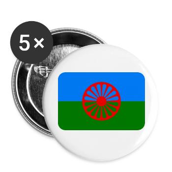 ROMANI FLAG round corner 400 dpi - Lot de 5 petits badges (25 mm) - blanc - Devant