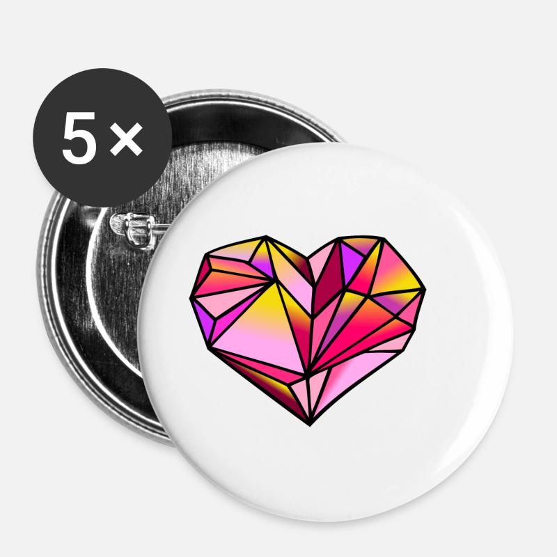 Valentine's Day Heart geometric - Buttons small 1''/25 mm (5-pack) - white