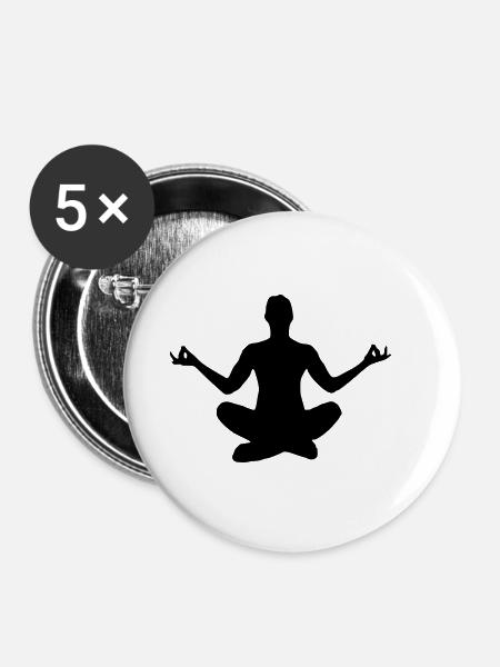 Yoga Pose Silhouette - Buttons klein 25 mm (5er Pack) - Weiß