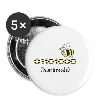Binärcode Biene Code Informatik Geschenk Honig - Buttons klein 25 mm (5er Pack) - Weiß - Vorne