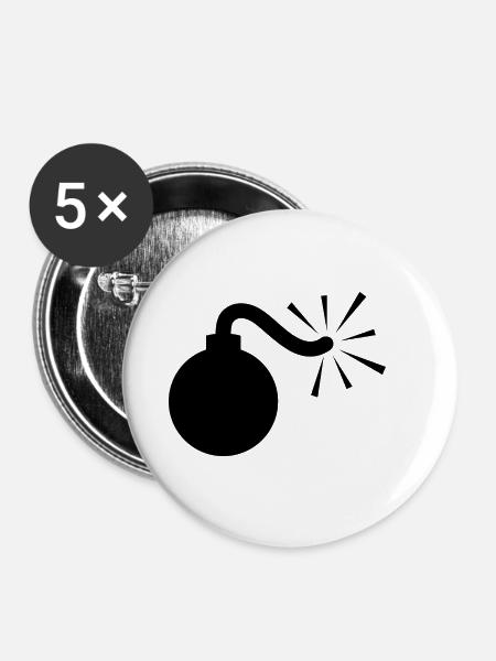 BOMB Booom! - Buttons klein 25 mm (5er Pack) - Weiß