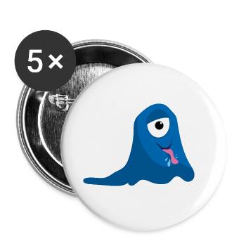 Blue One Eyed Monster - Buttons small 1''/25 mm (5-pack) - white - Front