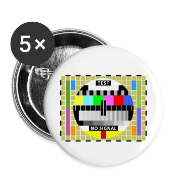 Affichage de l'achèvement de la transmission de l'image d'un téléviseur de test - Lot de 5 petits badges (25 mm) - blanc - Devant
