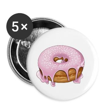 Donut pink mit Streusel Gebäck Illustration - Buttons klein 25 mm (5er Pack) - Weiß - Vorne