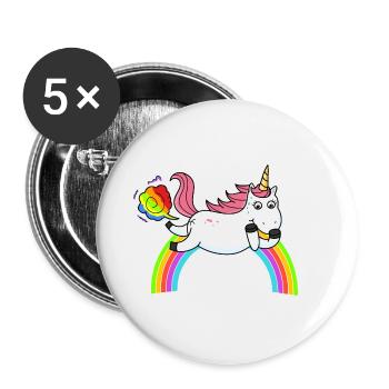 Farting Unicorn Rainbow1 - Buttons small 1''/25 mm (5-pack) - white - Front