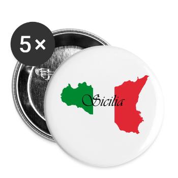 Sicily Sicilia wrote classic colors - Buttons small 1''/25 mm (5-pack) - white - Front