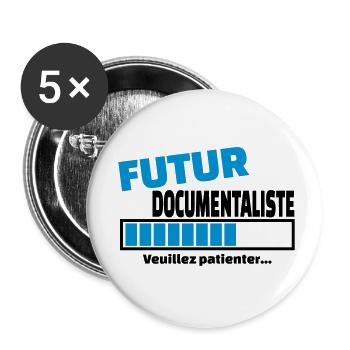 futur documentaliste - Lot de 5 petits badges (25 mm) - blanc - Devant