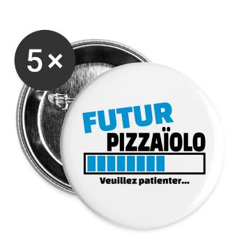 futur pizzaïolo - Lot de 5 petits badges (25 mm) - blanc - Devant