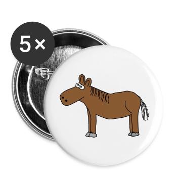 Pferde - Buttons klein 25 mm (5er Pack) - Weiß - Vorne