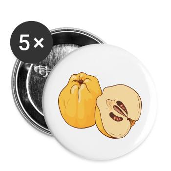 Quitte Quitten Apfel Birne Äpfel Birnen Kernobst - Buttons klein 25 mm (5er Pack) - Weiß - Vorne