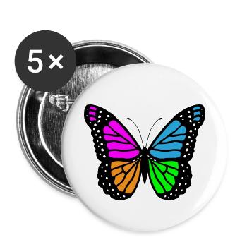 Papillon papillon - Lot de 5 petits badges (25 mm) - blanc - Devant