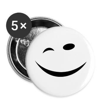 Winking face - Buttons small 1''/25 mm (5-pack) - white - Front