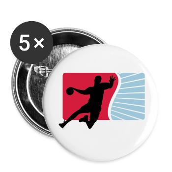 handball - Lot de 5 petits badges (25 mm) - blanc - Devant