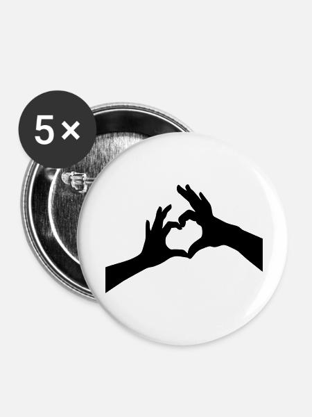 Fingerherz - Buttons klein 25 mm (5er Pack) - Weiß