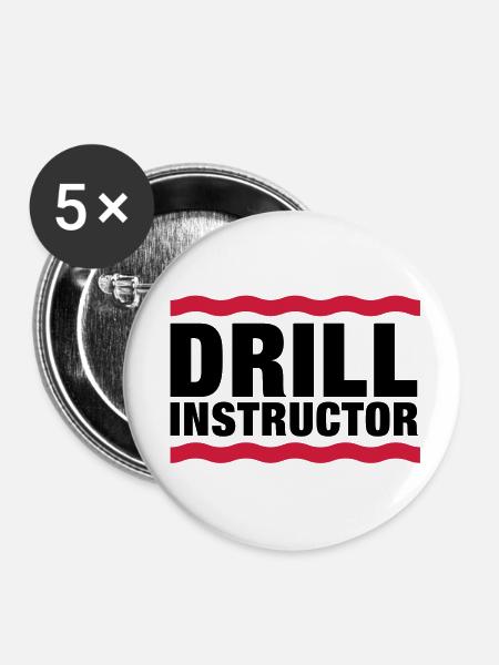 drill_instructor__f2 - Buttons klein 25 mm (5er Pack) - Weiß