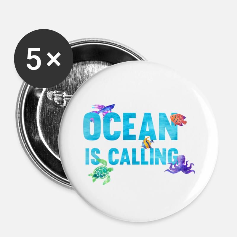Ocean is calling - Lot de 5 petits badges (25 mm) - blanc