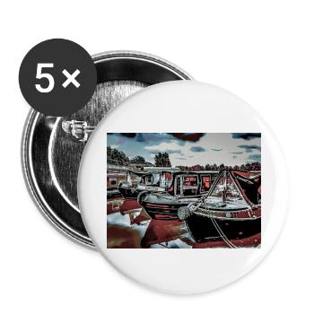 Canal Boat Marina, Northampton - Lot de 5 petits badges (25 mm) - blanc - Devant