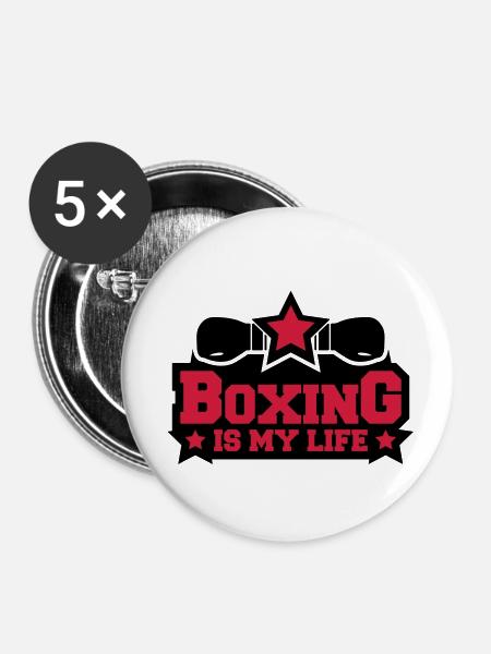 boxing_is_my_life_c2 - Buttons klein 25 mm (5er Pack) - Weiß