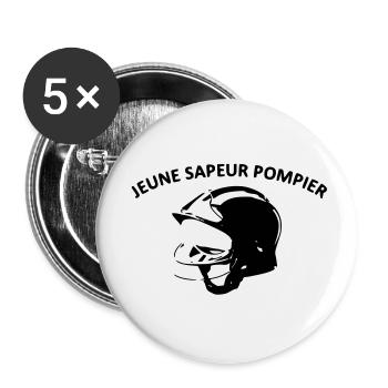 jeune sapeur pompier - Lot de 5 petits badges (25 mm) - blanc - Devant