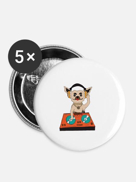 DJ dog - Buttons small 1''/25 mm (5-pack) - white