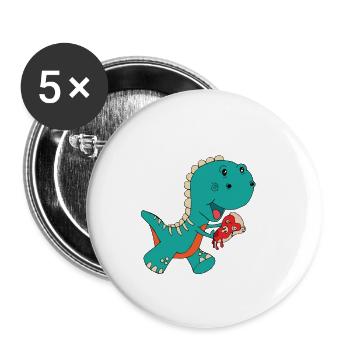 Dino pizza - Buttons small 1''/25 mm (5-pack) - white - Front