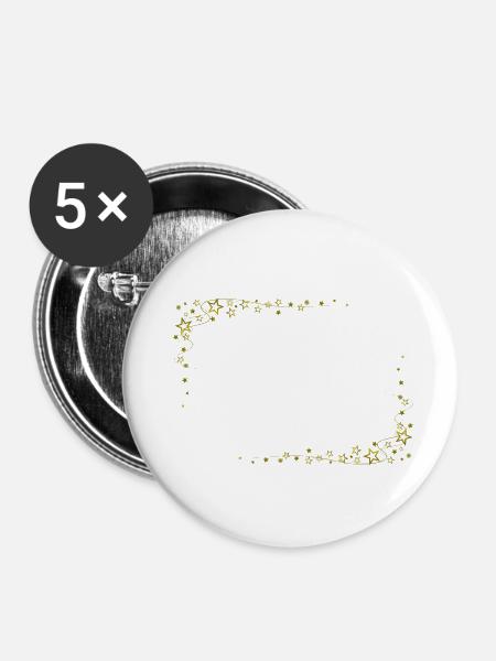Sternrahmen Gold - Buttons klein 25 mm (5er Pack) - Weiß