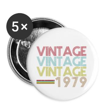Vintage 1979 Geburtstag - Buttons klein 25 mm (5er Pack) - Weiß - Vorne