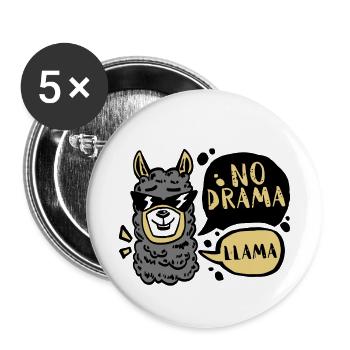 NO DRAMA - LLAMA - Buttons klein 25 mm (5er Pack) - Weiß - Vorne