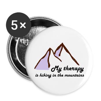 Meine Therapie ist wandern in den Bergen Geschenk - Buttons klein 25 mm (5er Pack) - Weiß - Vorne